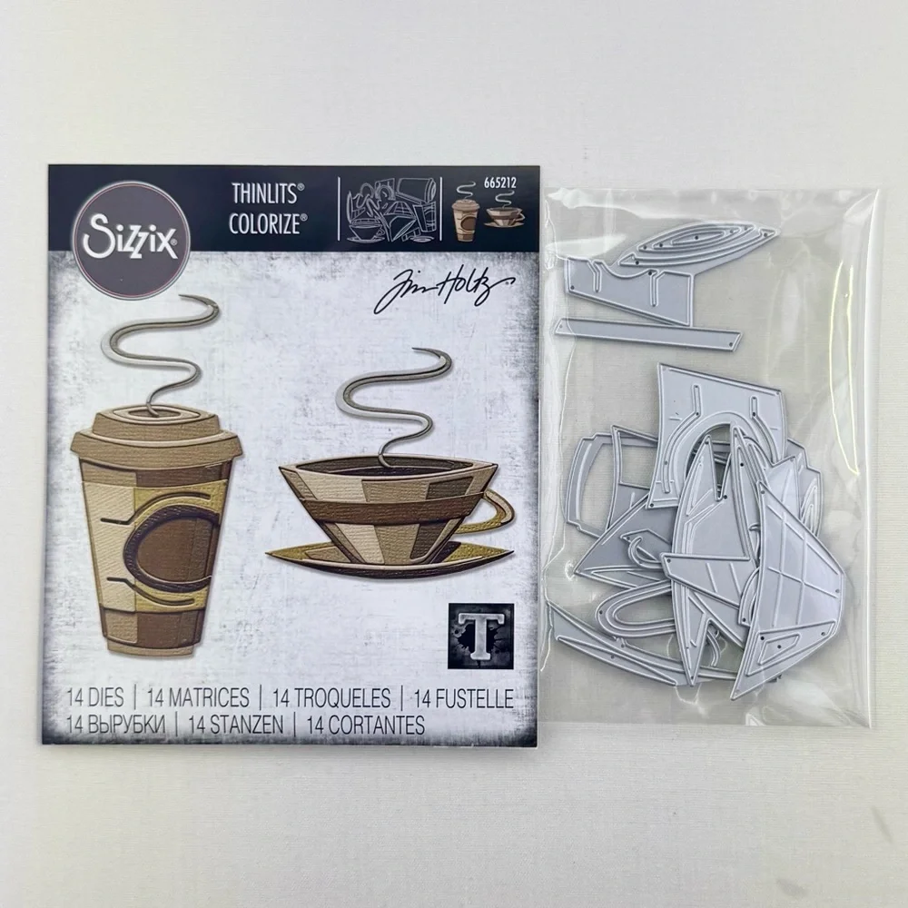 Tim Holtz Sizzix Thinlits Colorize Cafe Coffee Dies 665212 Yr. 2020 - Picture 3 of 3